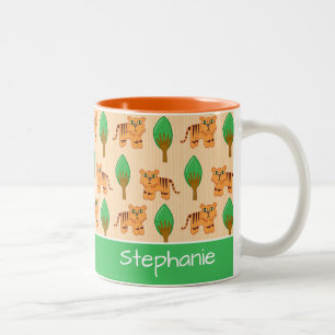 Niedlicher Cartoon Tiger Muster Personalisiert Zweifarbige Tasse