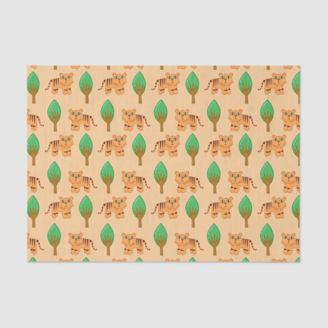 Niedlicher Cartoon Tiger Muster Seidenpapier (Vorderseite)