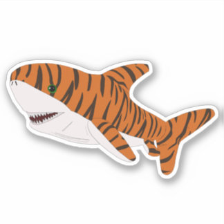 Niedlicher Cartoon Tiger Shark Aufkleber