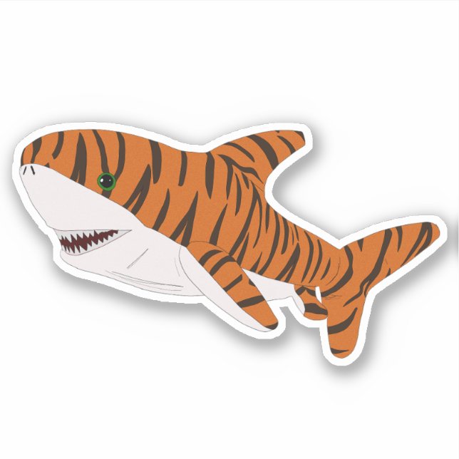 Niedlicher Cartoon Tiger Shark Aufkleber (Vorderseite)