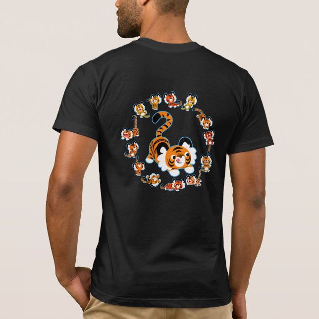 Niedlicher Cartoon Tigers Mandala (blau) T - Shirt (Rückseite)