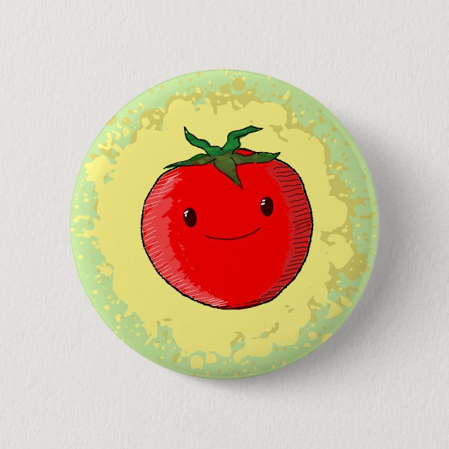 Niedlicher Cartoon Tomato Button (Vorderseite)