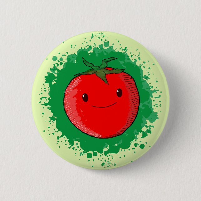 Niedlicher Cartoon Tomato Button (Vorderseite)