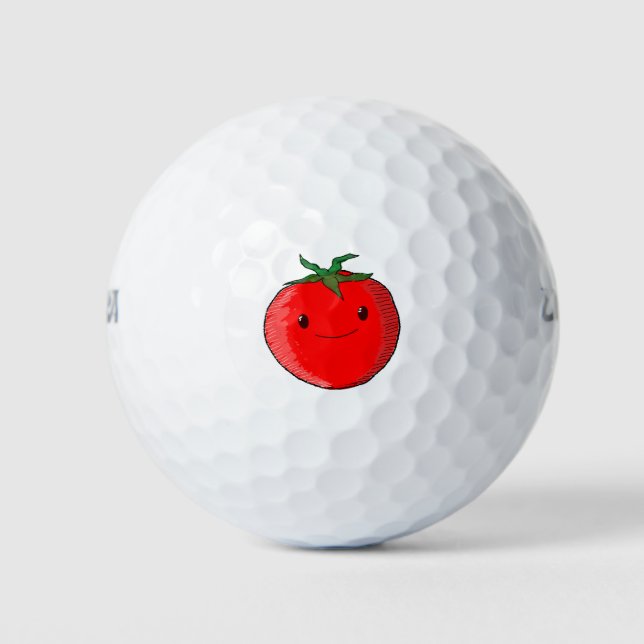 Niedlicher Cartoon Tomato Golfball (Vorderseite)