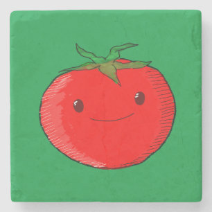Niedlicher Cartoon Tomato Green Steinuntersetzer