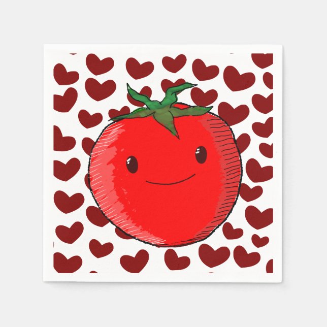 Niedlicher Cartoon Tomato Lover Serviette (Vorderseite)