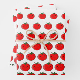 Niedlicher Cartoon Tomato Pattern Geschenkpapier Set