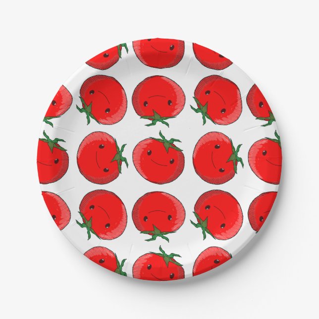Niedlicher Cartoon Tomato Pattern Pappteller (Vorderseite)