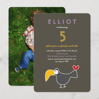 Niedlicher Cartoon Toucan Foto Geburtstagsparty Ki Einladung