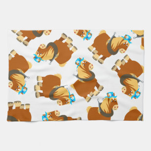 Niedlicher Cartoon Trait Breton Pferde Handtuch