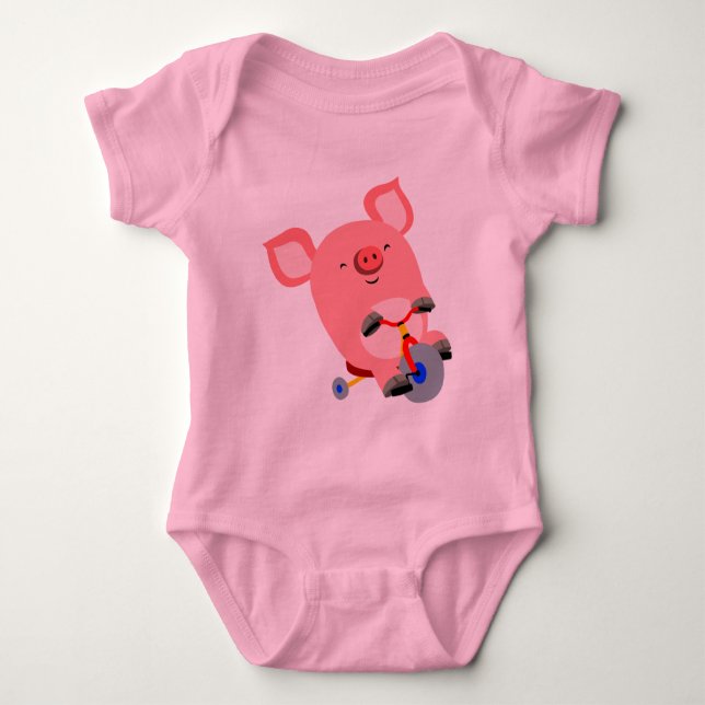 Niedlicher Cartoon Tricycle Pig Baby Bodysuit Baby Strampler (Vorderseite)