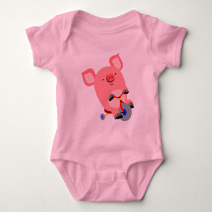 Niedlicher Cartoon Tricycle Pig Baby Bodysuit Strampler