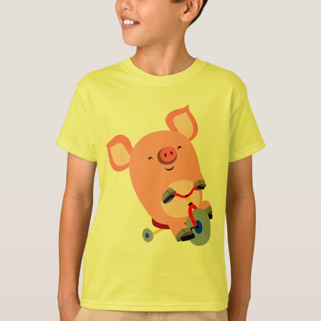 Niedlicher Cartoon Tricycle Pig Children T - Shirt (Vorderseite)