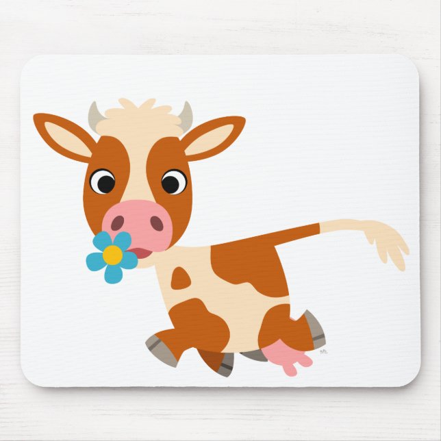 Niedlicher Cartoon Trotting Cow Mousepad (Vorne)