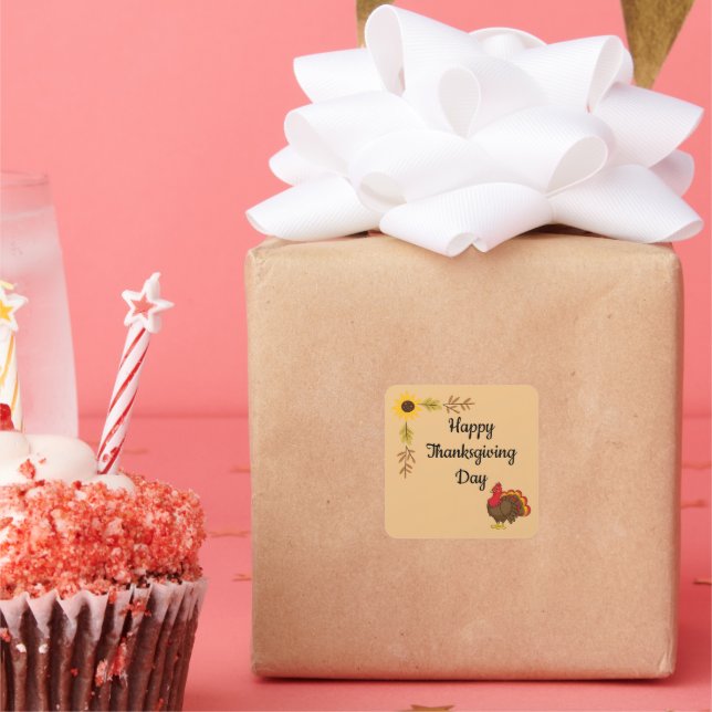 Niedlicher Cartoon Türkei Quadratischer Aufkleber (Party)