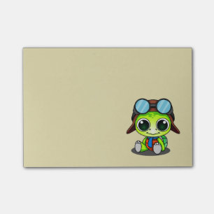 Niedlicher Cartoon Turtle in Aviator Hat Post-it Klebezettel