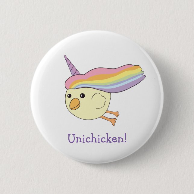 Niedlicher Cartoon Unichicken Knopf Button (Vorderseite)