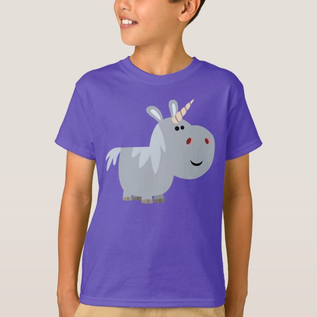 Niedlicher Cartoon Unicorn Kinder T - Shirt (Vorderseite)