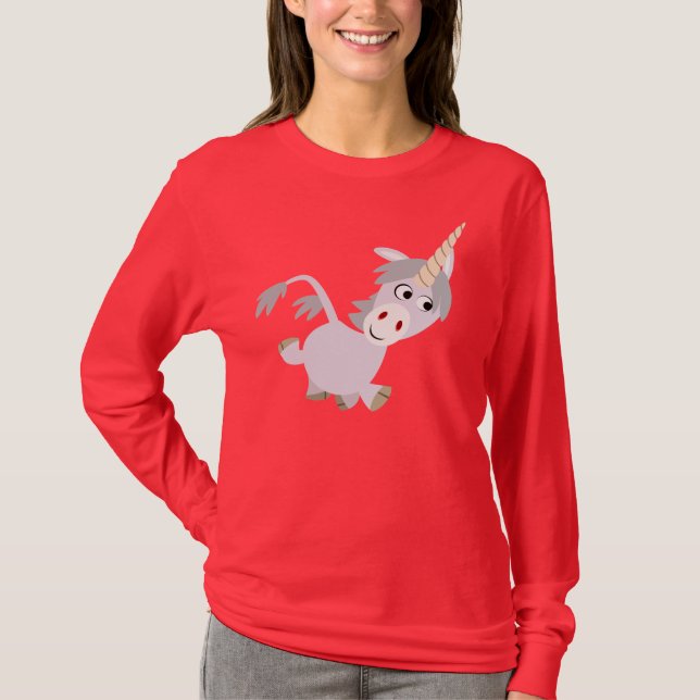 Niedlicher Cartoon Unicorn T - Shirt (Vorderseite)