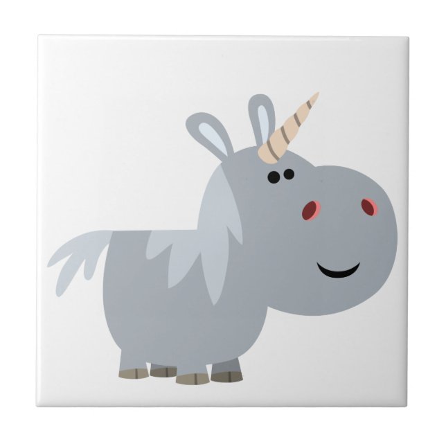 Niedlicher Cartoon Unicorn Tile Fliese (Vorderseite)