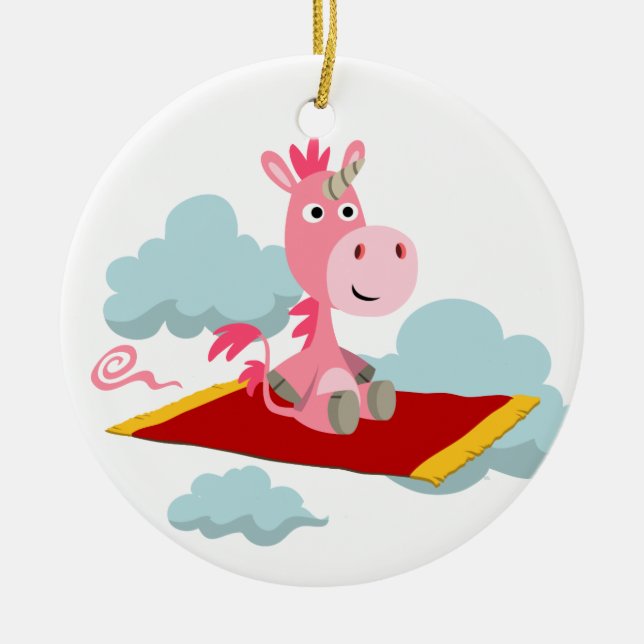 Niedlicher Cartoon Unicorns magischer Teppichboden Keramikornament (Vorne)