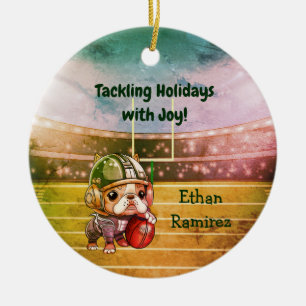 Niedlicher Cartoon - Urlaub mit Bulldoggen Keramik Ornament