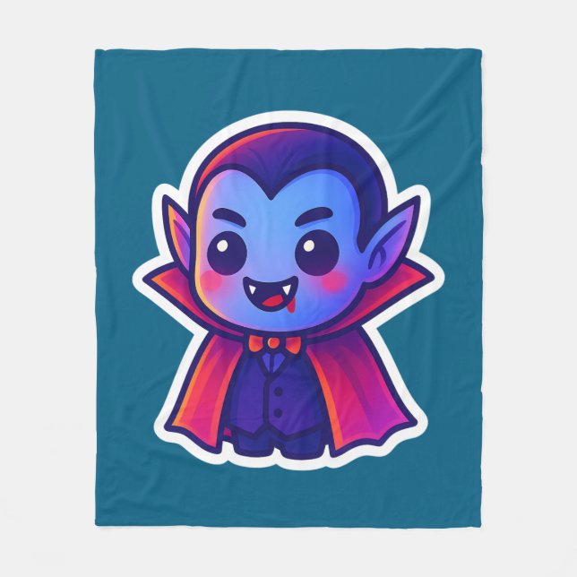 Niedlicher Cartoon Vampire mit Red Cape und Blue S Fleecedecke (Vorderseite)