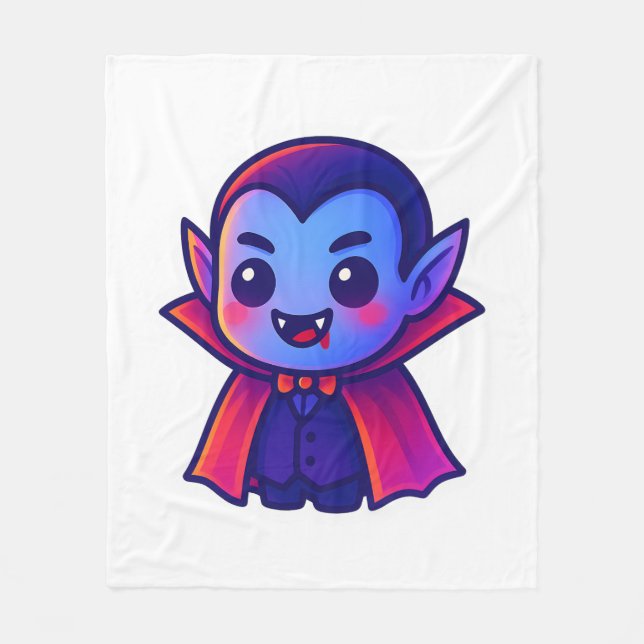 Niedlicher Cartoon Vampire mit Red Cape und Blue S Fleecedecke (Vorderseite)