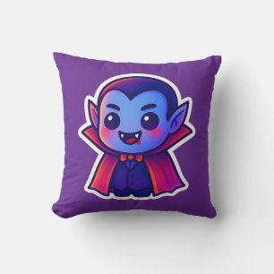Niedlicher Cartoon Vampire mit Red Cape und Blue S Kissen