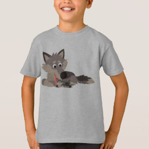 Niedlicher Cartoon Vater Wolf und Kindermädchen T  T-Shirt