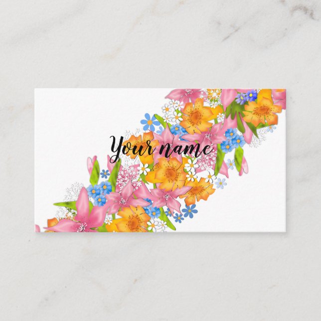 Niedlicher Cartoon Vintag Blumenstrauß Blume Visitenkarte (Vorderseite)