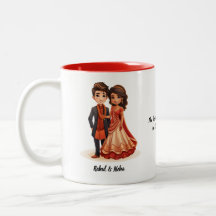 Niedlicher Cartoon von Desi Bride & Groom Indian W