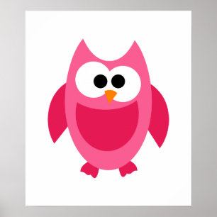 Niedlicher Cartoon von Rosa Owl Bird Poster