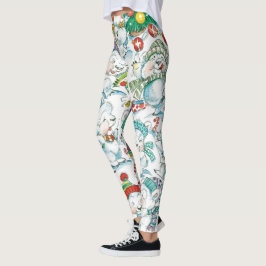 Niedlicher Cartoon Weihnachten Eisbär Penguin Part Leggings