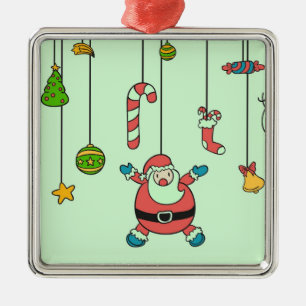 Niedlicher Cartoon Weihnachten und Freunde Weihnac Silbernes Ornament