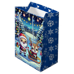 Niedlicher Cartoon Weihnachten und Reindei Mittlere Geschenktüte