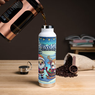 Niedlicher Cartoon Weihnachten und Reindei Trinkflasche