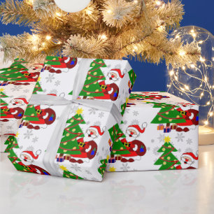 Niedlicher Cartoon Weihnachten und Weihnachtsbaum  Geschenkpapier