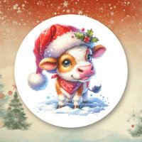 Niedlicher Cartoon Weihnachtskühe in Weihnachtsman