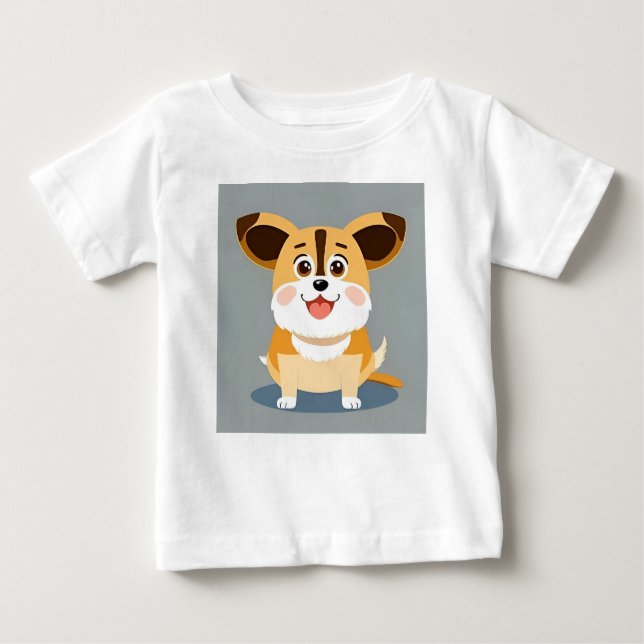 Niedlicher Cartoon Welpe mit adäquaten Ausdrücken Baby T-shirt (Vorderseite)