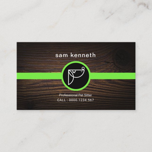 Niedlicher Cartoon-Welpen-hölzerner Visitenkarte (Vorderseite)