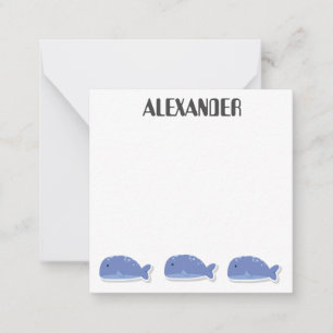 Niedlicher Cartoon Whale Personalisiert Mitteilungskarte