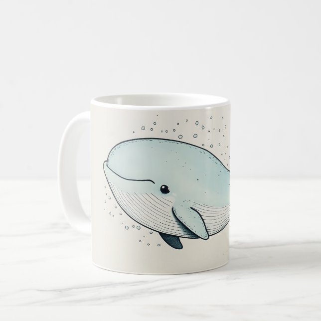 Niedlicher Cartoon Whale Zeichnend Kaffeetasse (Vorderseite Links)