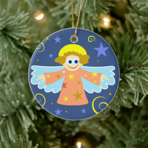 Niedlicher Cartoon Whimsical Angel Weihnachtskunst Keramik Ornament