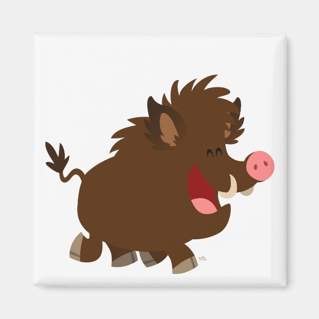 Niedlicher Cartoon Wild Boar Magnet (Vorne)
