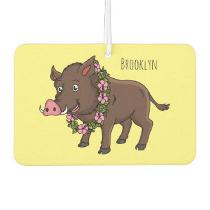 Niedlicher Cartoon Wildschweine und Blume Autolufterfrischer