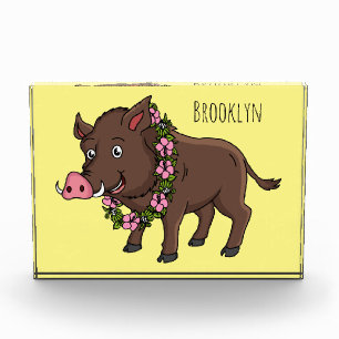 Niedlicher Cartoon Wildschweine und Blume Fotoblock