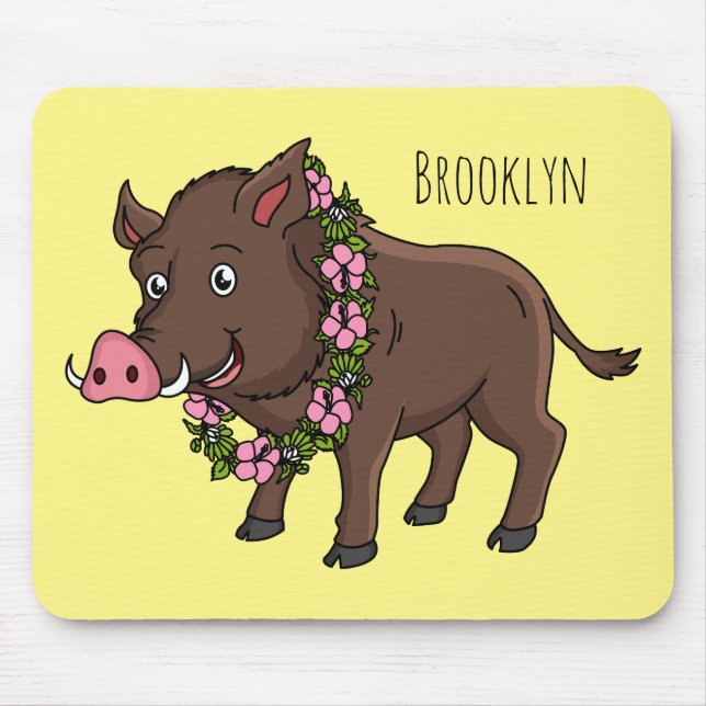 Niedlicher Cartoon Wildschweine und Blume Mousepad (Vorne)