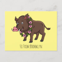 Niedlicher Cartoon Wildschweine und Blume