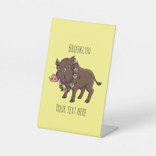 Niedlicher Cartoon Wildschweine und Blume Sockelschild